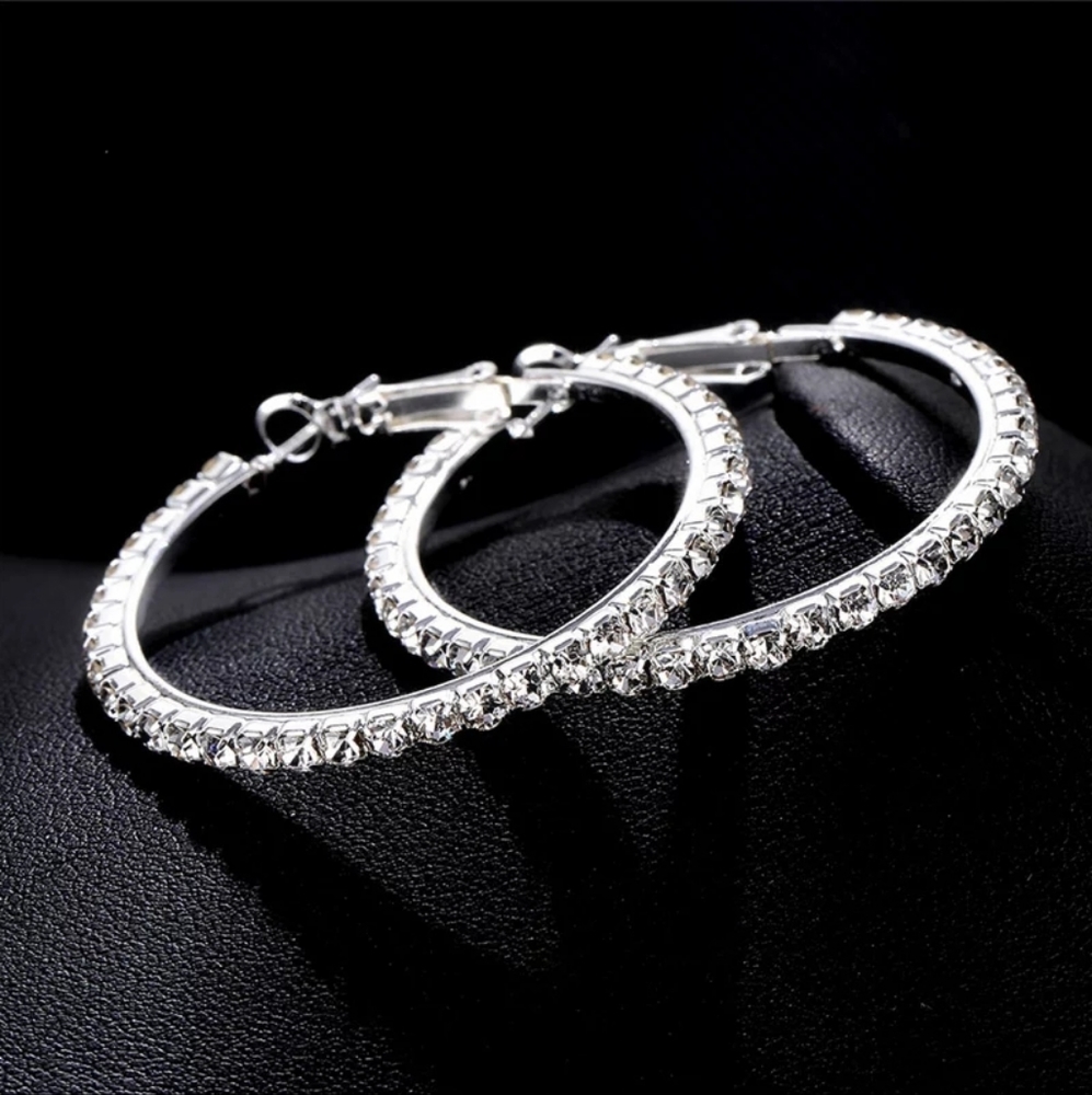 Silver Cubic Zirconia Circle Hoop Earrings